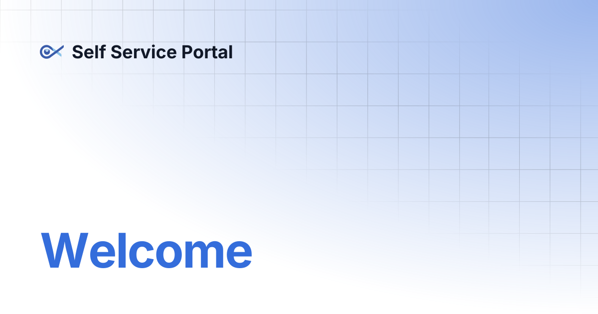 Welcome | Infinity Self Service Portal